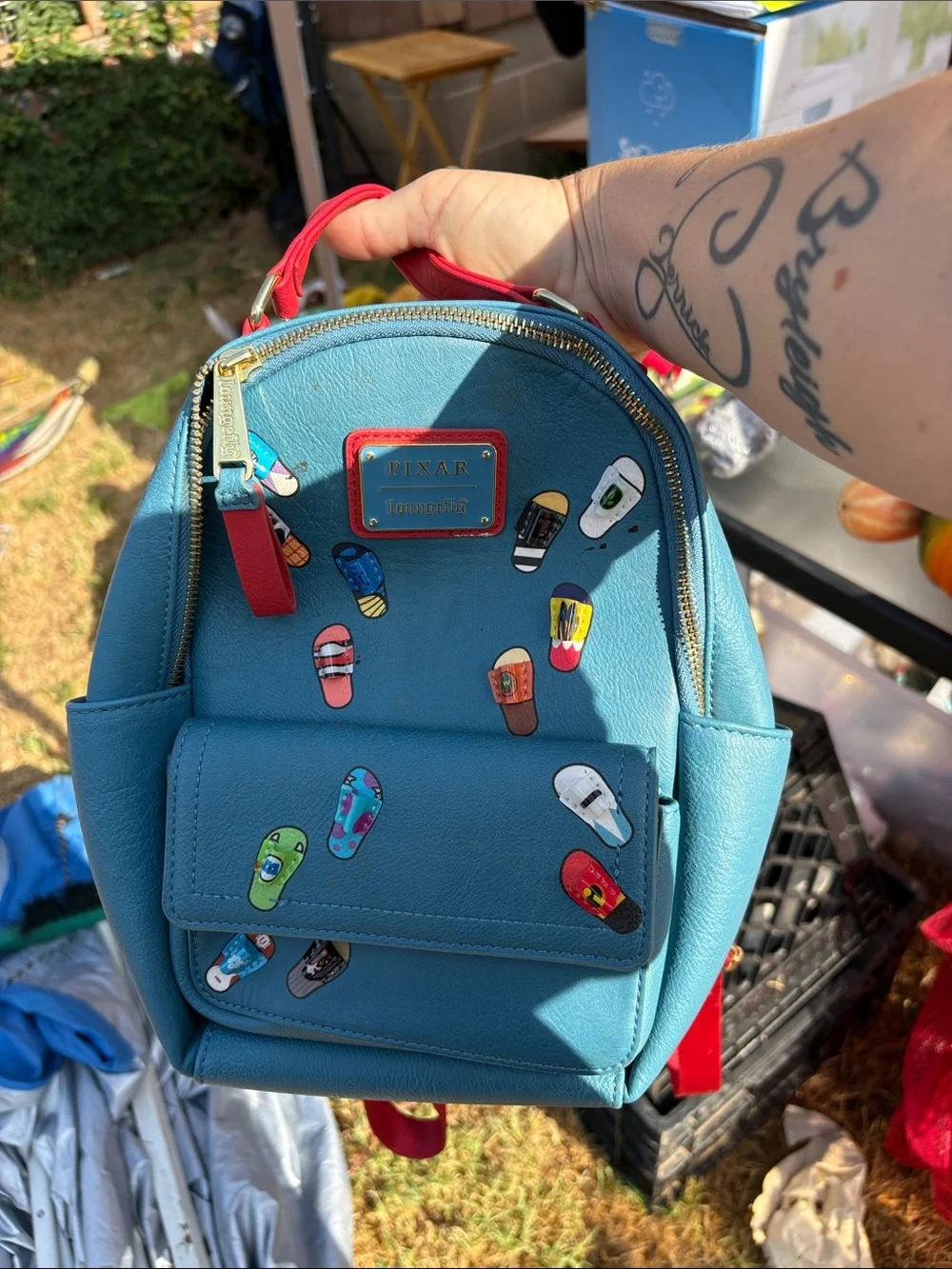 Blue Kids Mini Backpack with Flip-Flop Patch Design